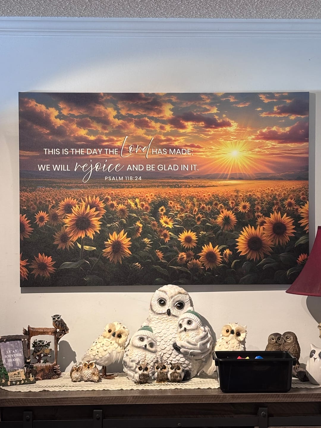 Customer photo review of Psalm 118:24 This is the Day the Lord Has Made, Sunflower, Wall Art Canvas