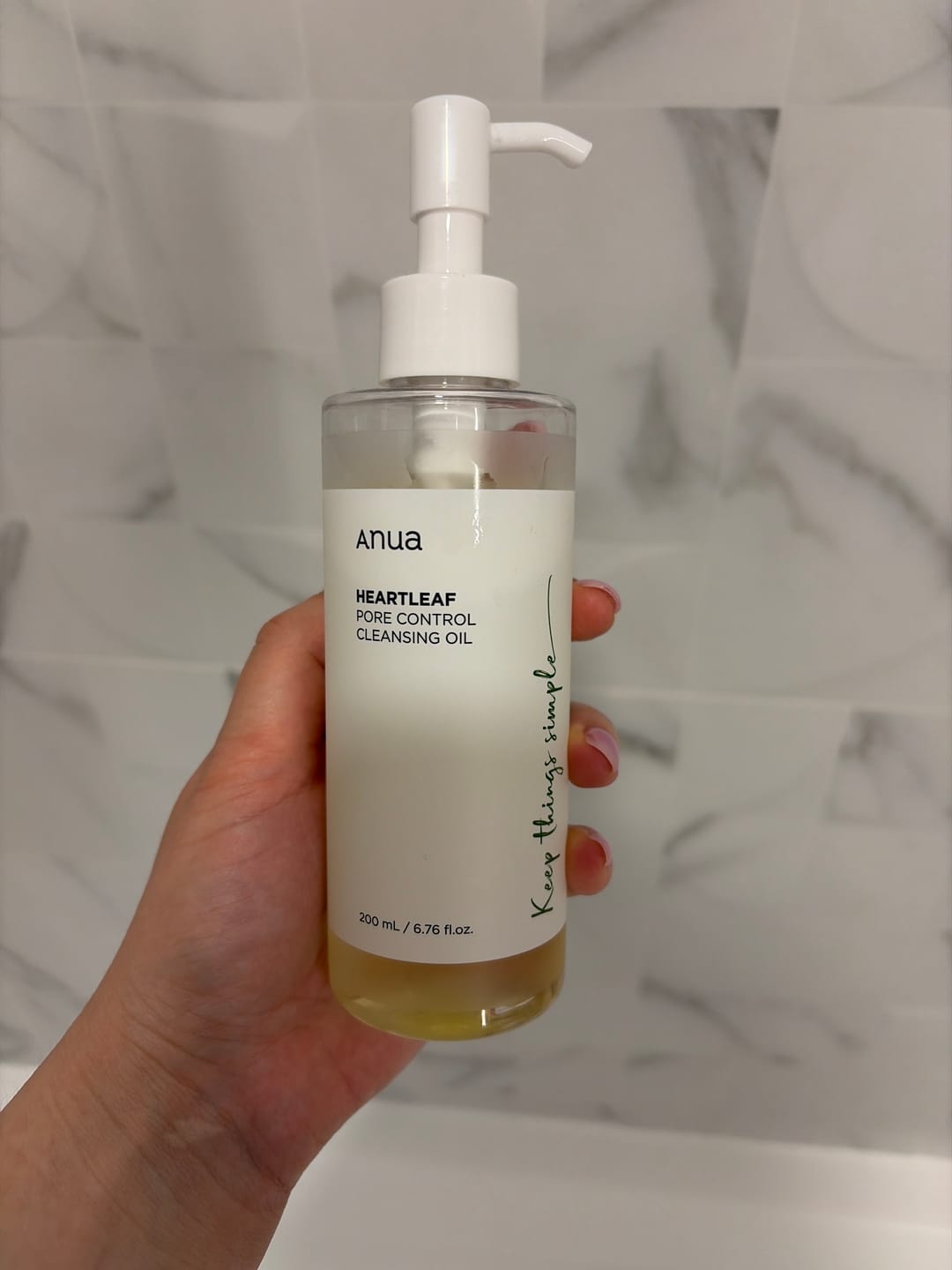 Customer photo review of Ulei hidrofil de curățare blând non-comedogenic pentru piele sensibilă Anua – Heartleaf Pore Control Cleansing Oil Mild 200ml