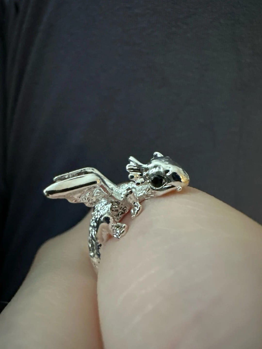 Customer photo review of Adjustable Toothless & Light Fury Ring
