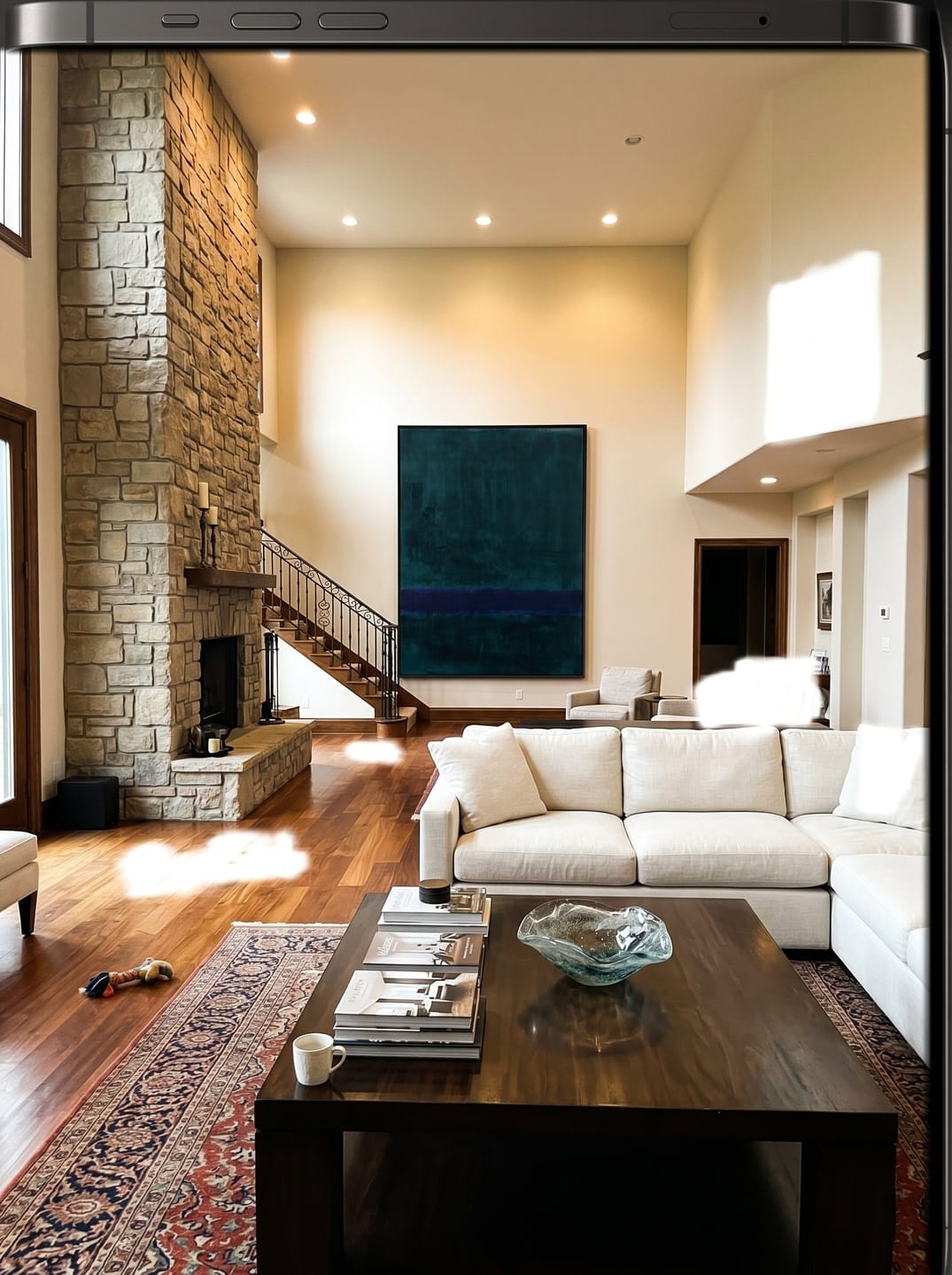 Customer photo review of The Abyssal Calm – Modernist Deep Teal & Violet Abstract Painting | Minimalist Mood Home Office Art