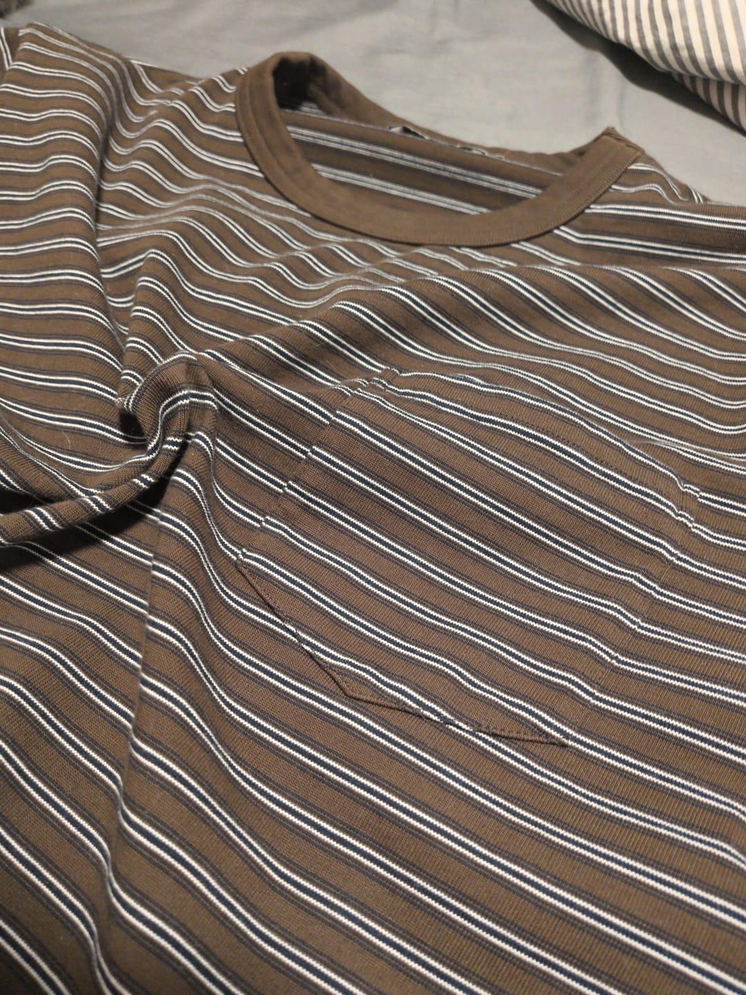 Customer photo review of Heavyweight Cotton Striped Pocket T-Shirt