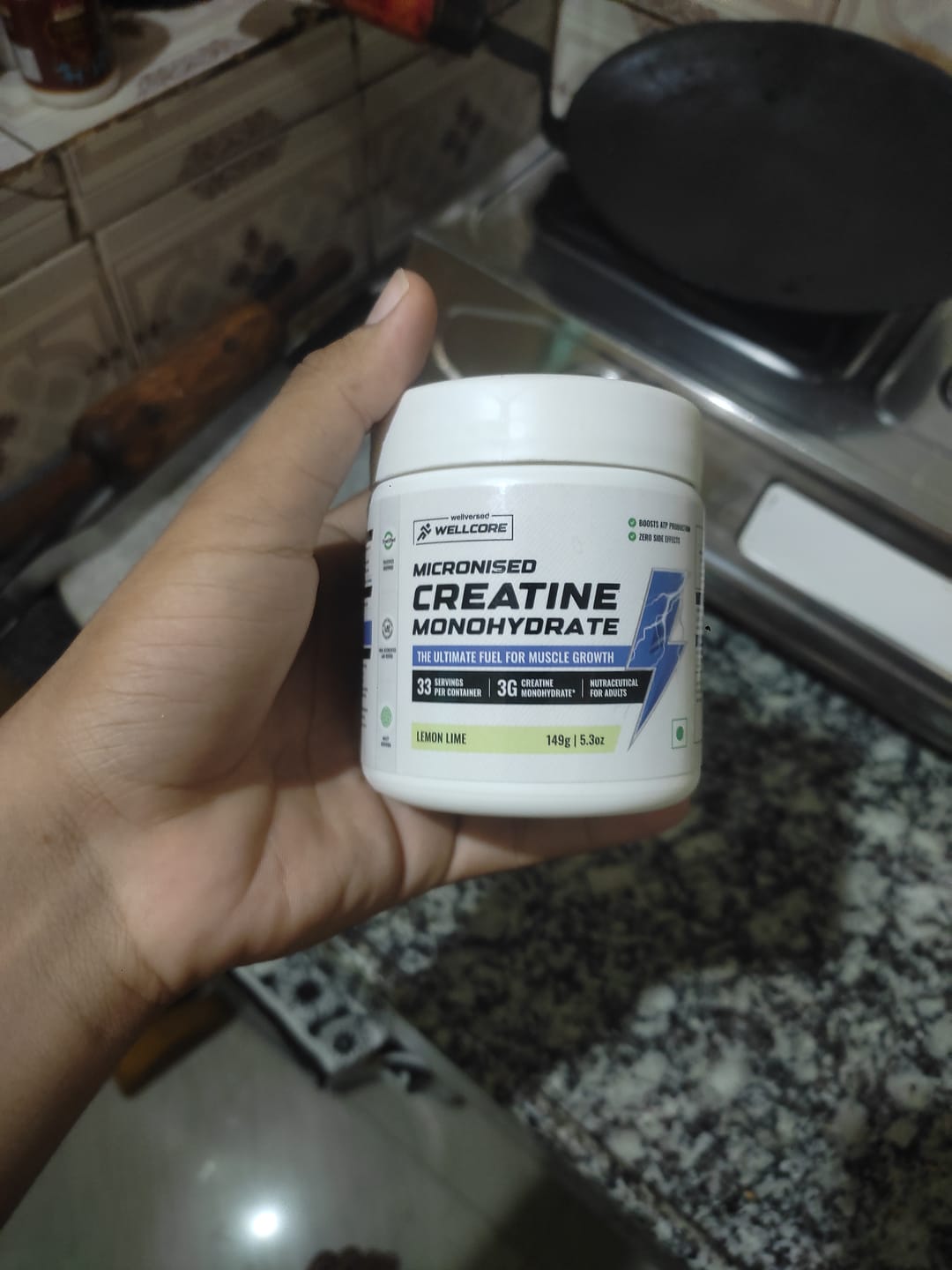 Customer photo review of Wellcore - Pure Micronised Creatine Monohydrate | Lemon Lime (149g, 33 servings)