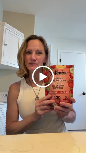 Customer video review of Strawberry Lemonade Optimize Creatine Monohydrate Gummies + B12 Energy Vegan Blend 120 Count