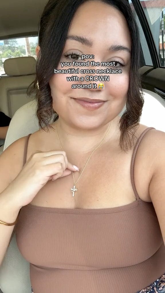 Customer photo review of Crown Cross Faith Necklace