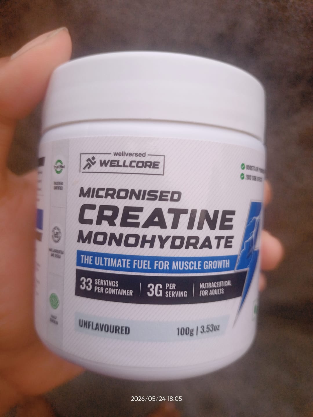 Customer photo review of Wellcore - Micronised Creatine Monohydrate (100g, 33 Servings)