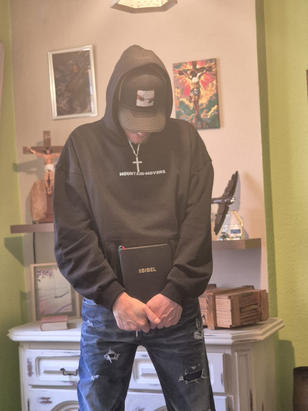 Customer photo review of Christ is King Oversized Hoodie (Front & Back)