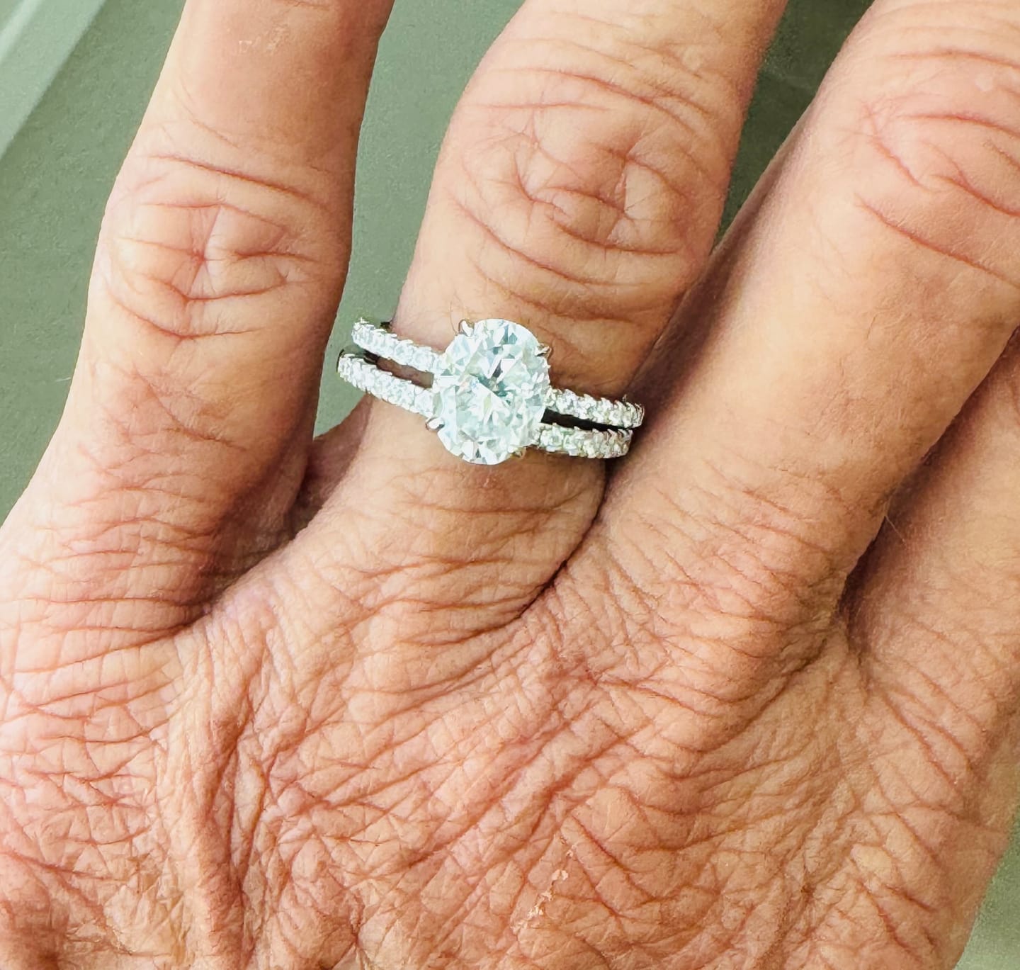Customer photo review of S925 Moissanite 2.0 Ct~5.5 Ct Pavé Oval Cut Engagement Rings For Women