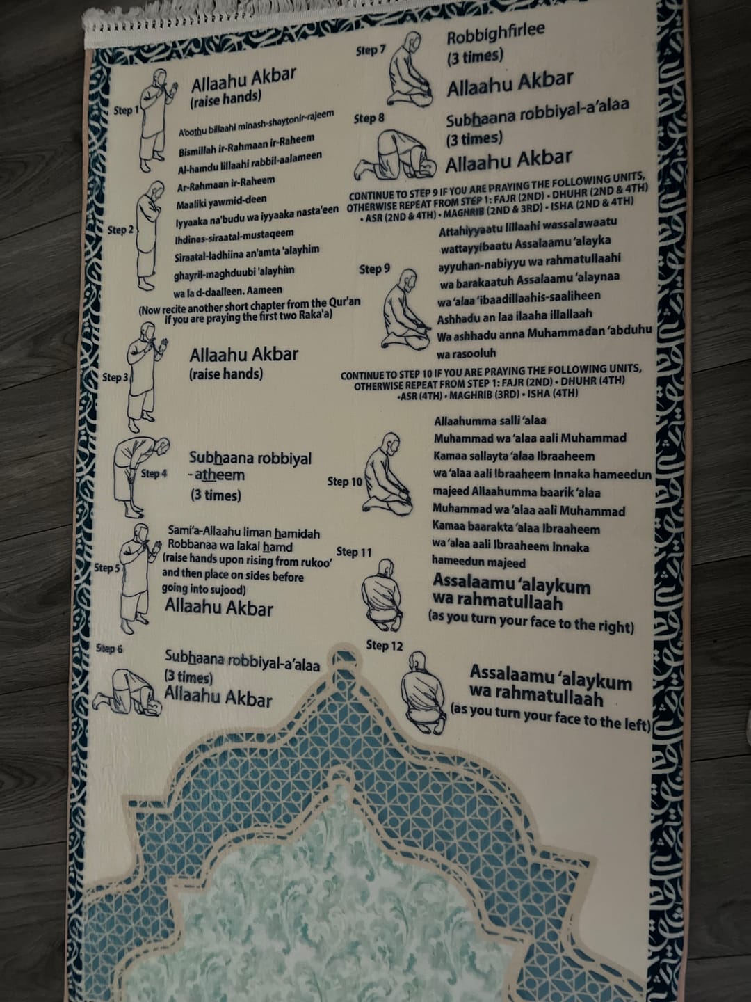 Customer photo review of Step-by-Step Phonetic Salah Padded Prayer Mat