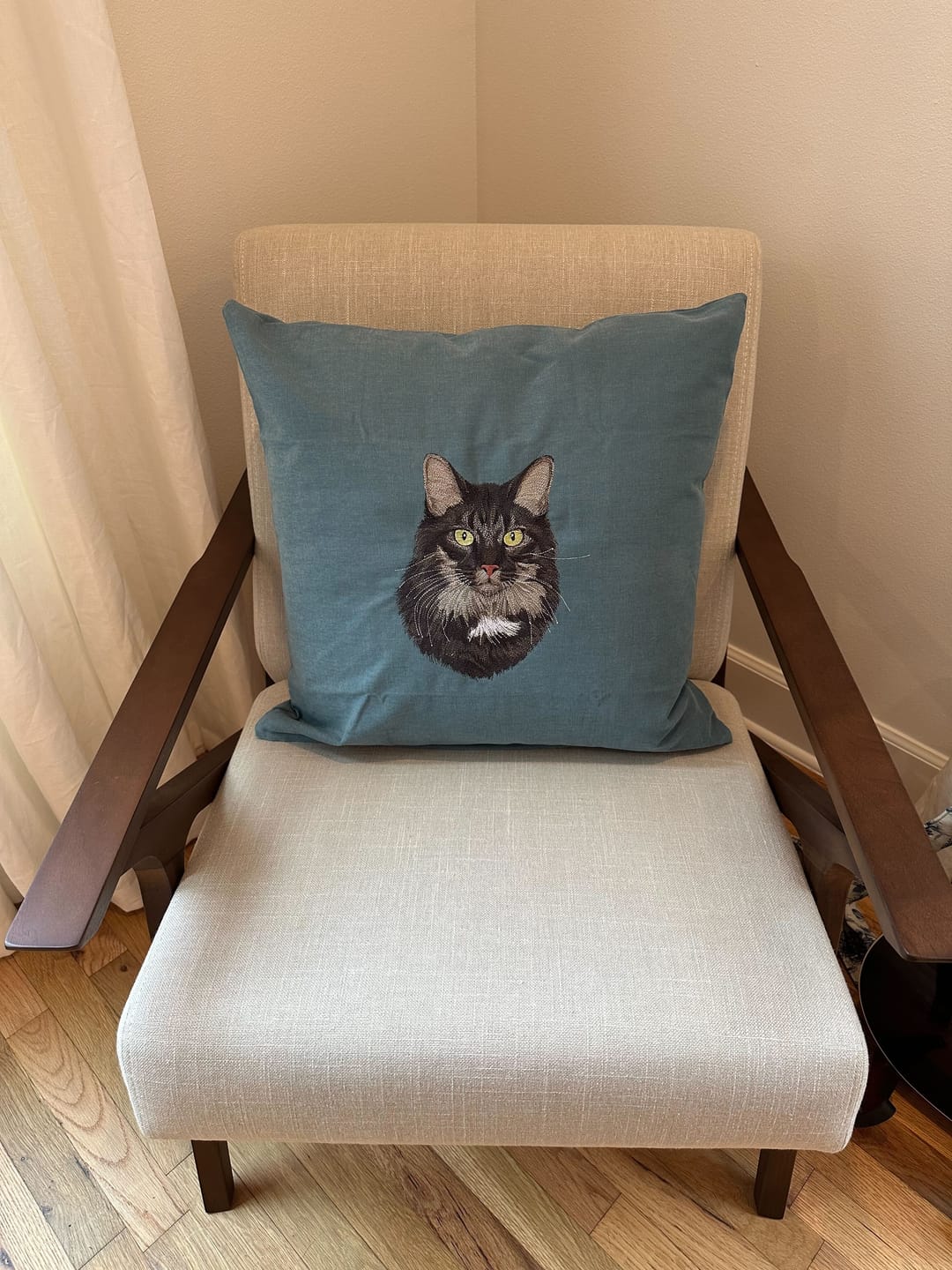 Customer photo review of The Pet Portrait Pillow Cover 20"x20"