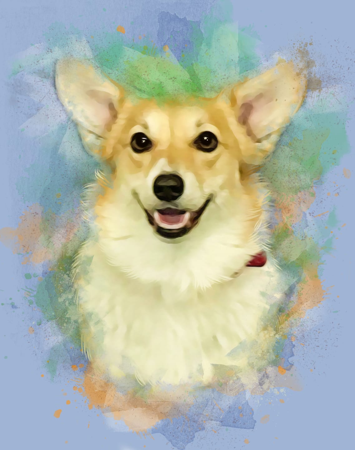 Customer photo review of Watercolor Pet Portrait Wall Art