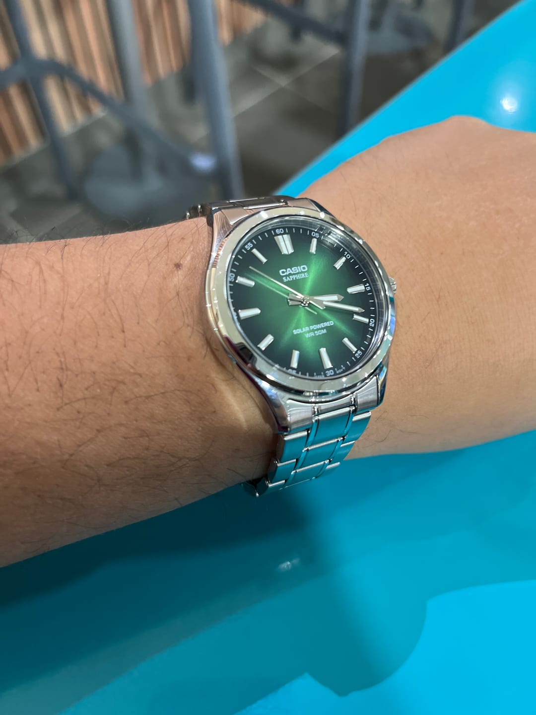 Customer photo review of Reloj Casio Sapphire MTS-RS100D-3A Verde Tough Solar Acero 41,7mm