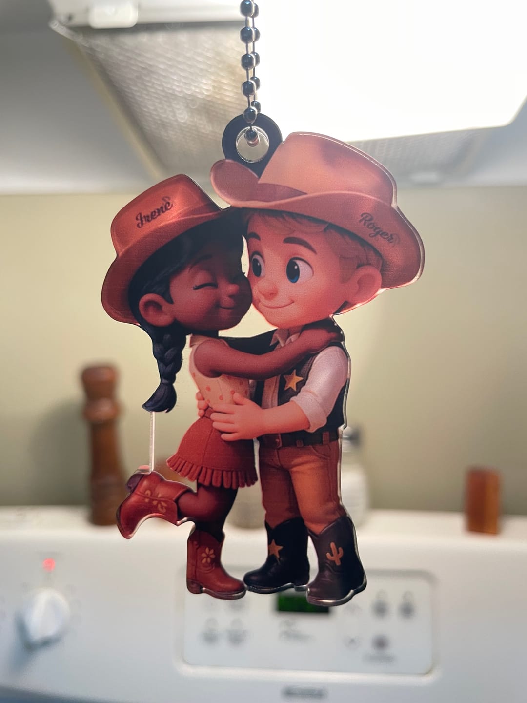 Customer photo review of Cartoon Style Countryside Couple Cowboy Cowgirl Car Accessories Personalized Hanger Ornament