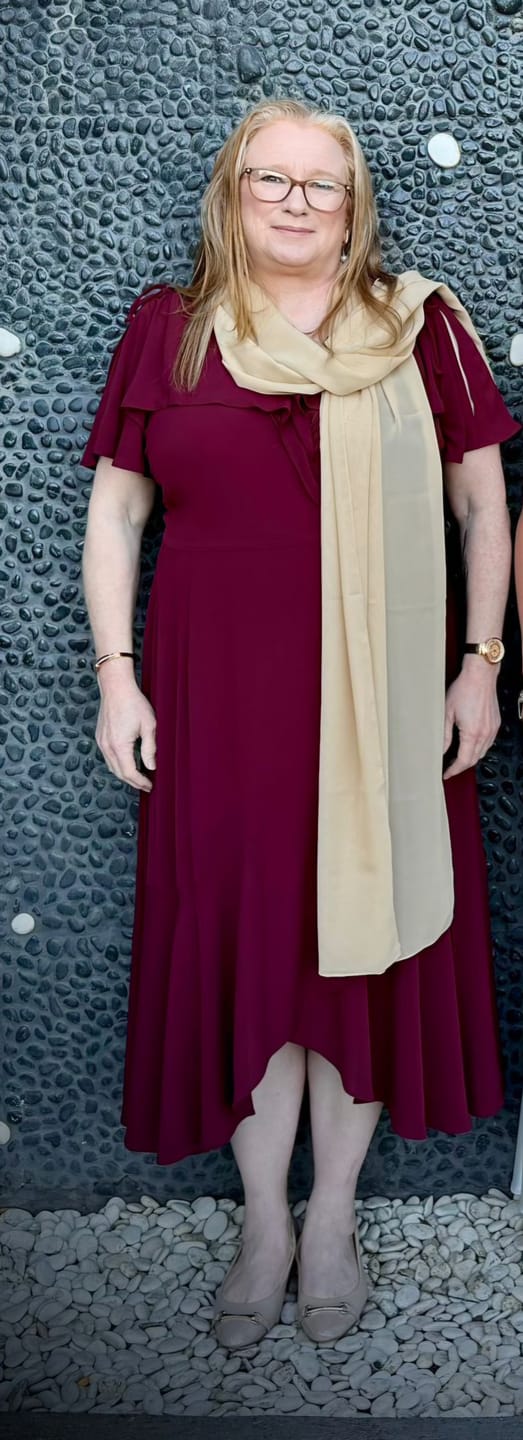 Customer photo review of Obelle Burgundy Wrap Dress