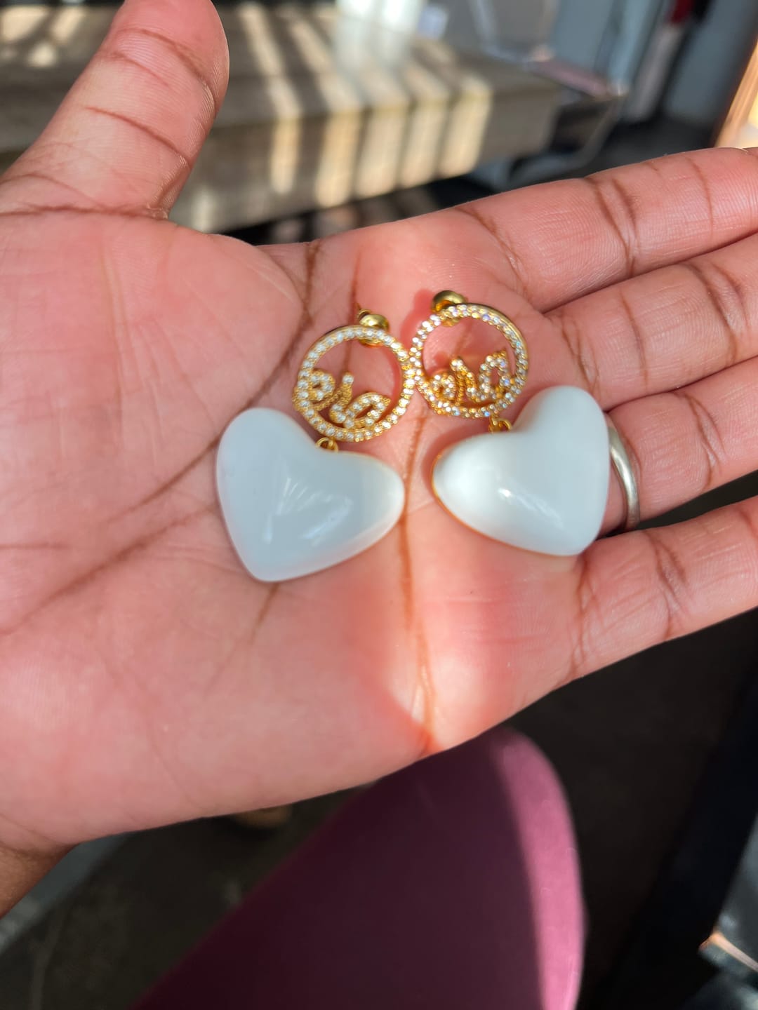 Customer photo review of White Era Adore Gold Earrings