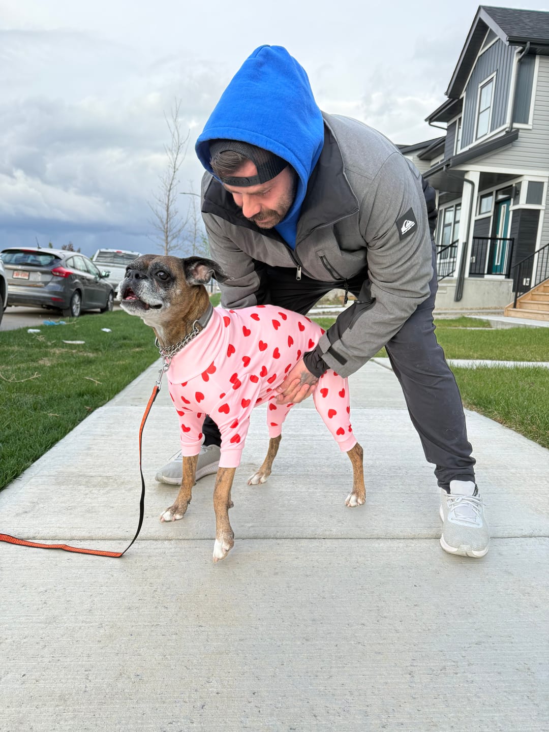 Customer photo review of Dog Pajama - Pink Hearts