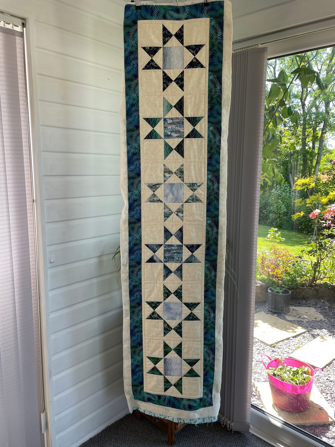 Customer photo review of Tropical Fern Leaves Rose & Hubble Cotton Poplin Fabric