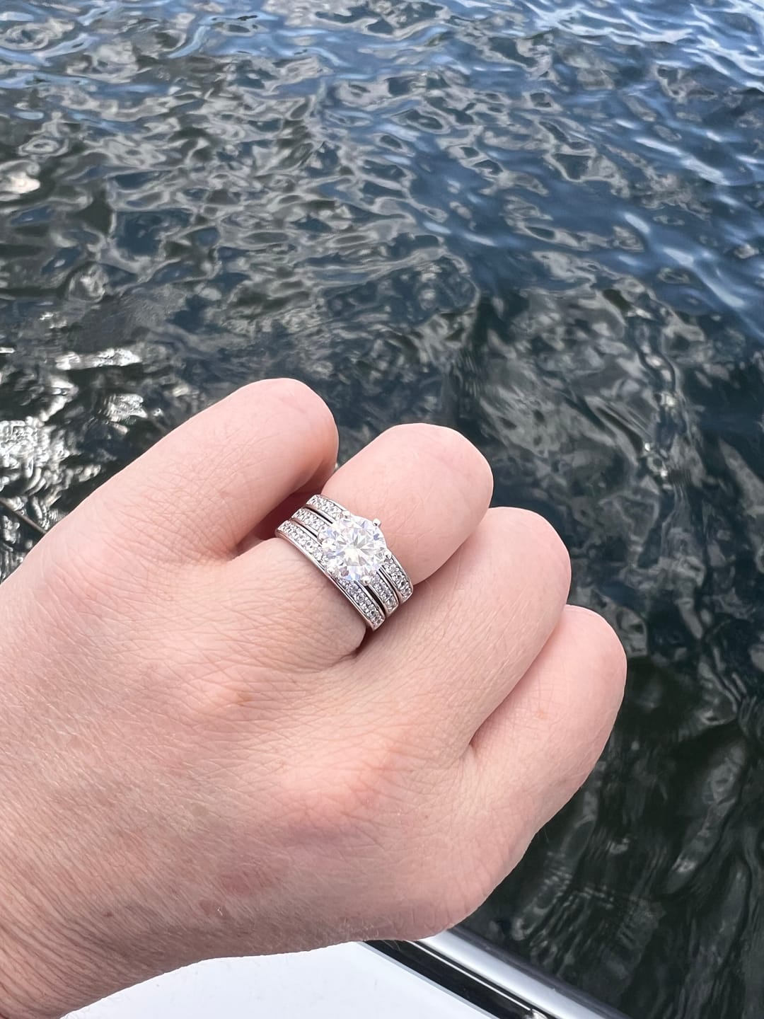 Customer photo review of 3-Piece Moissanite Eternity Ring Set