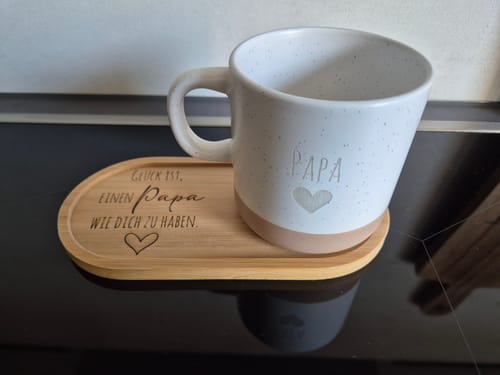 Customer photo review of Geschenkset - Tasse + Tablett - Glück ist, einen Papa wie dich  zu haben