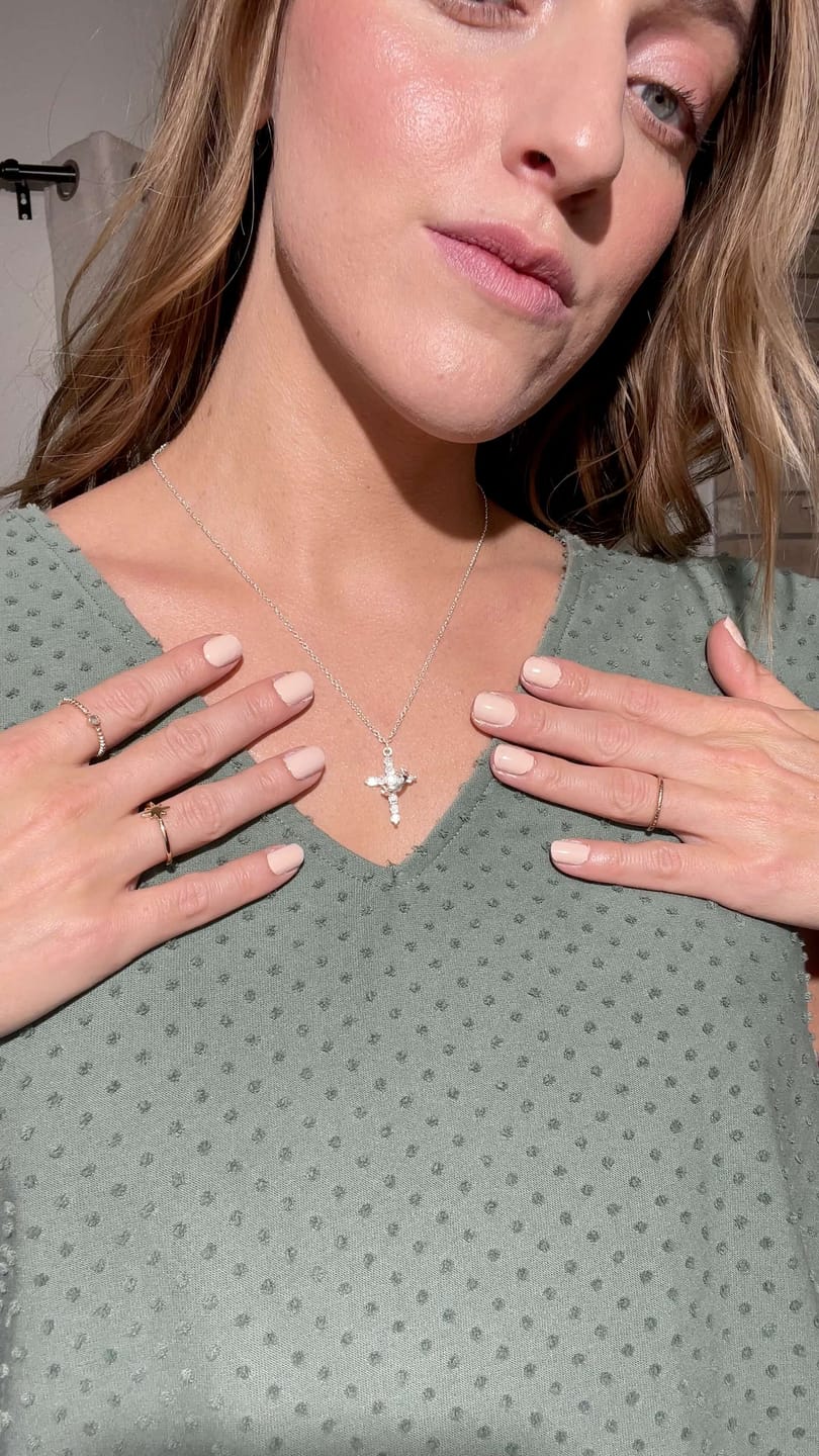 Customer photo review of Crown Cross Faith Necklace
