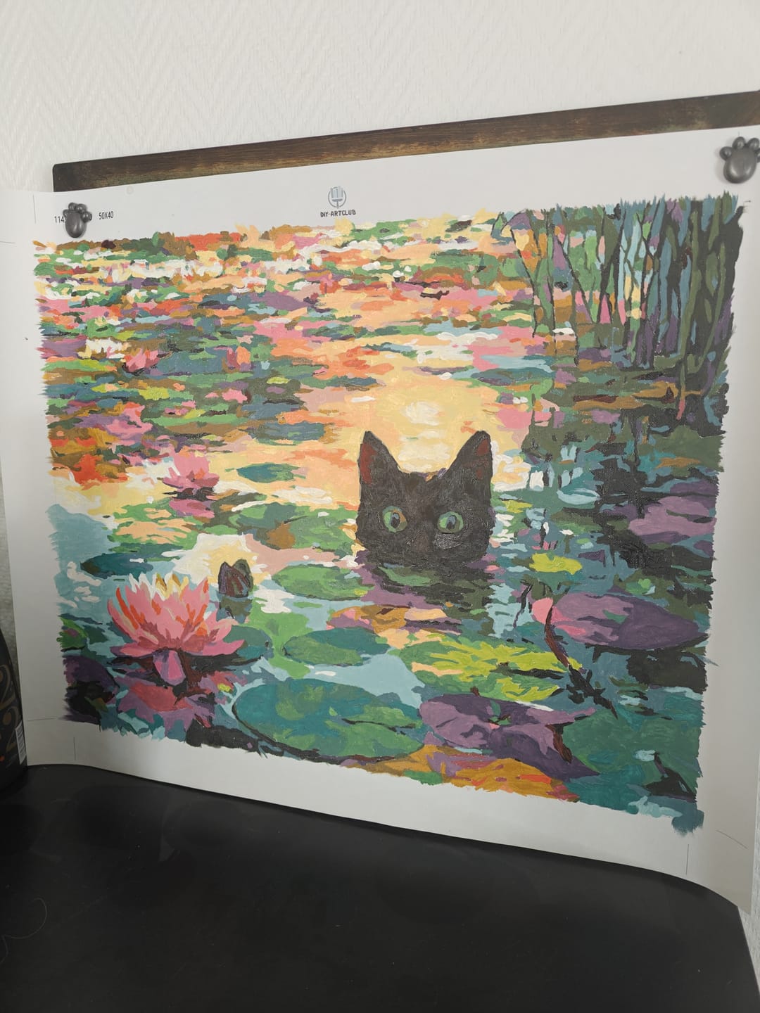 Customer photo review of A Water lilies cat | Paint by Number