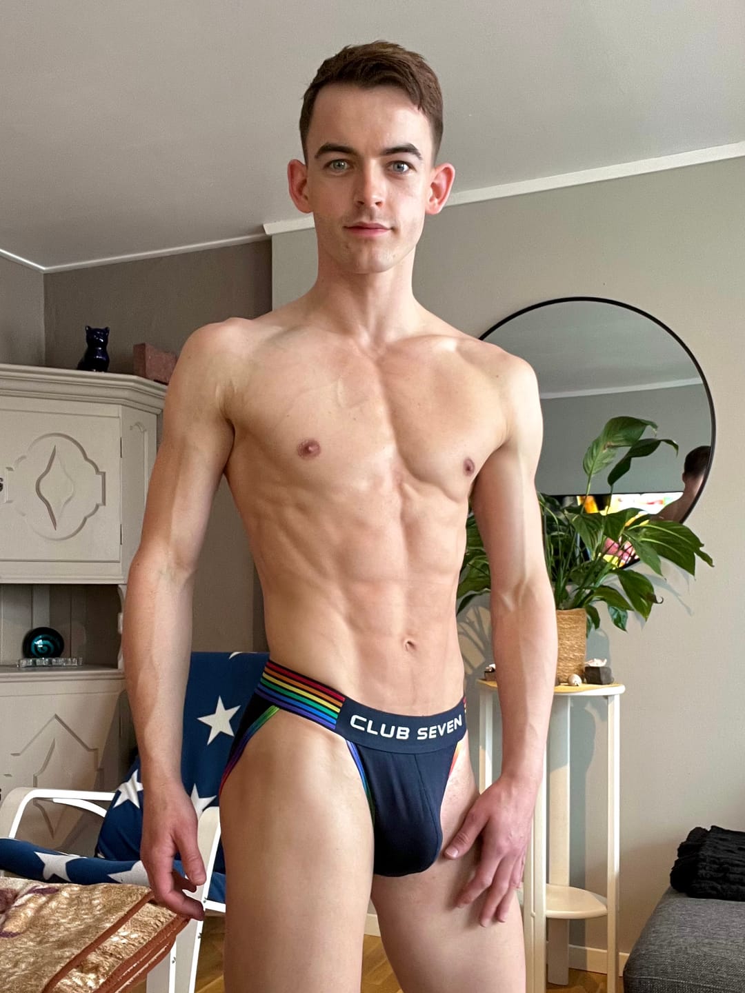 Customer photo review of Rainbow Pride Navy Tanga Briefs