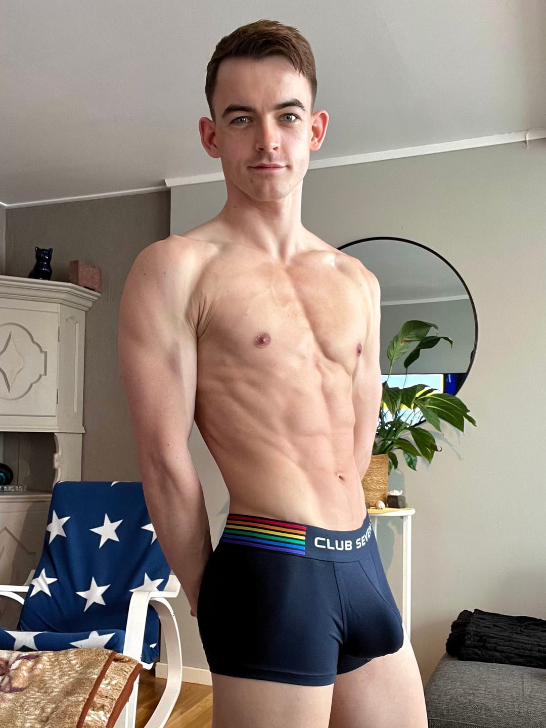 Customer photo review of Rainbow Pride Navy Trunks