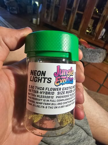 Customer photo review of Neon Nights Exotic THCa Flower 3.5g 🟢 Hybrid