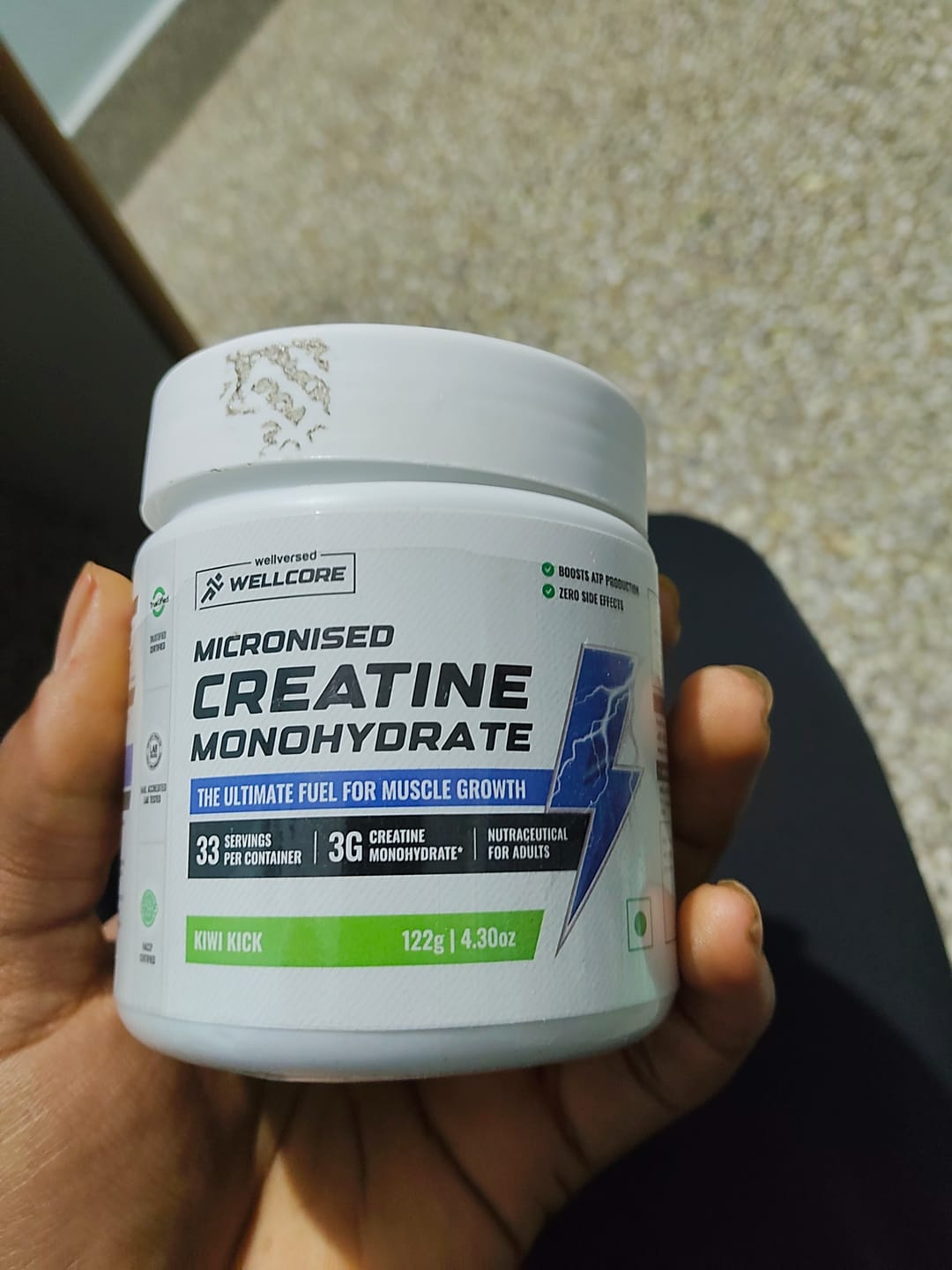 Customer photo review of Wellcore - Pure Micronised Creatine Monohydrate | Kiwi Kick (122g, 33 servings)