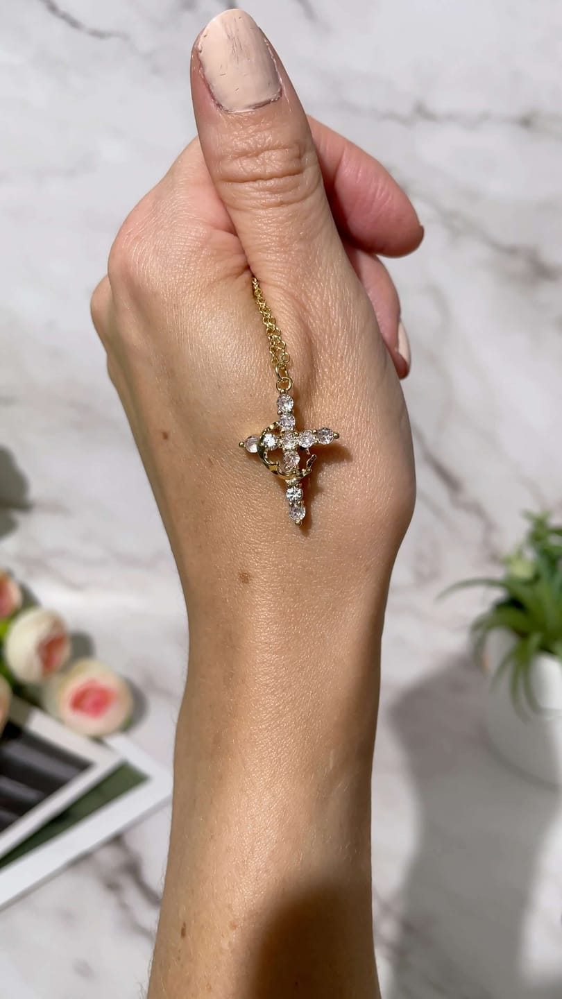 Customer photo review of Crown Cross Faith Necklace