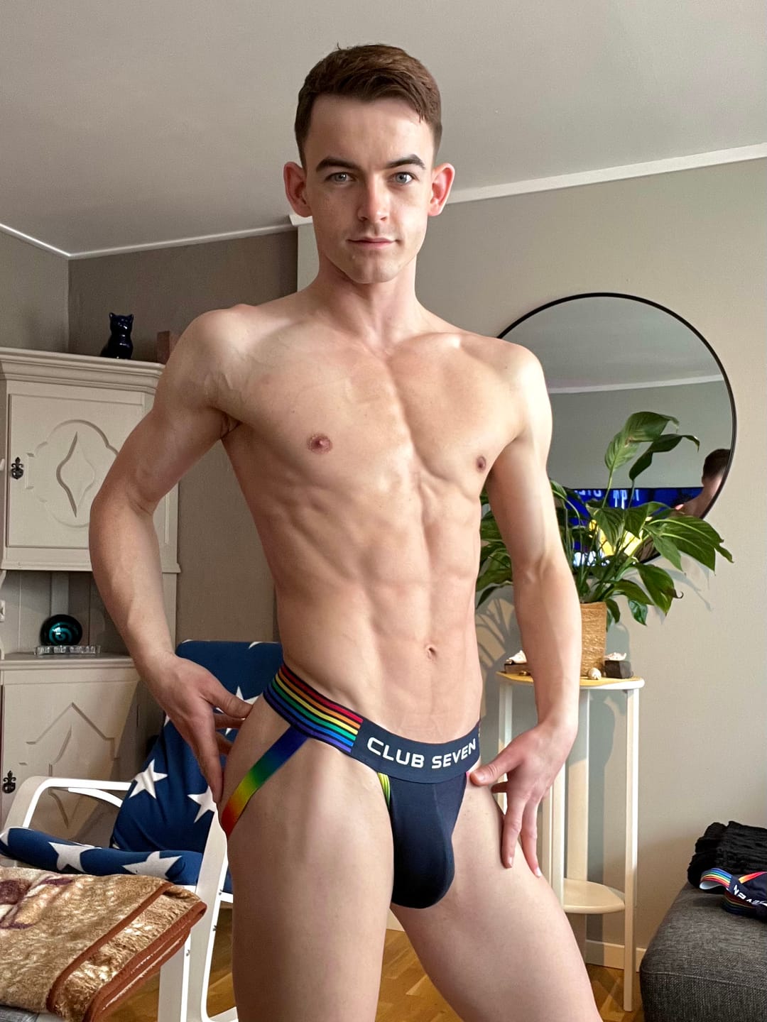 Customer photo review of Rainbow Pride Navy Jockstraps