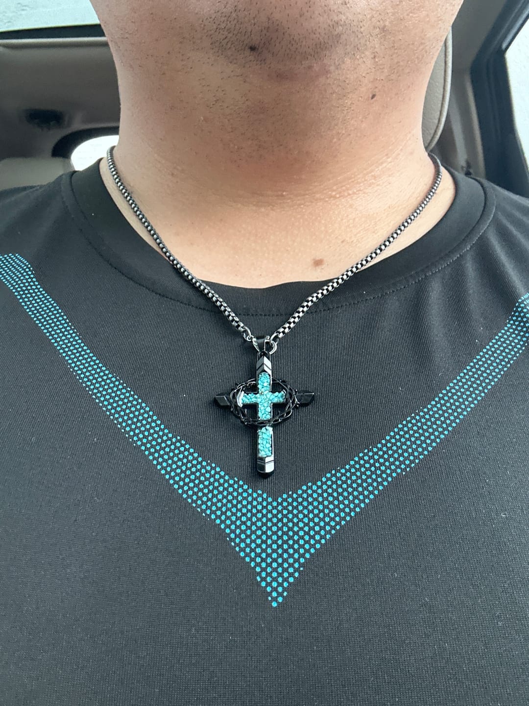 Customer photo review of FREE Today: Thorn-Wrapped Inlaid Cross Pendant Necklace: A Symbol of Christ’s Sacrificial Love