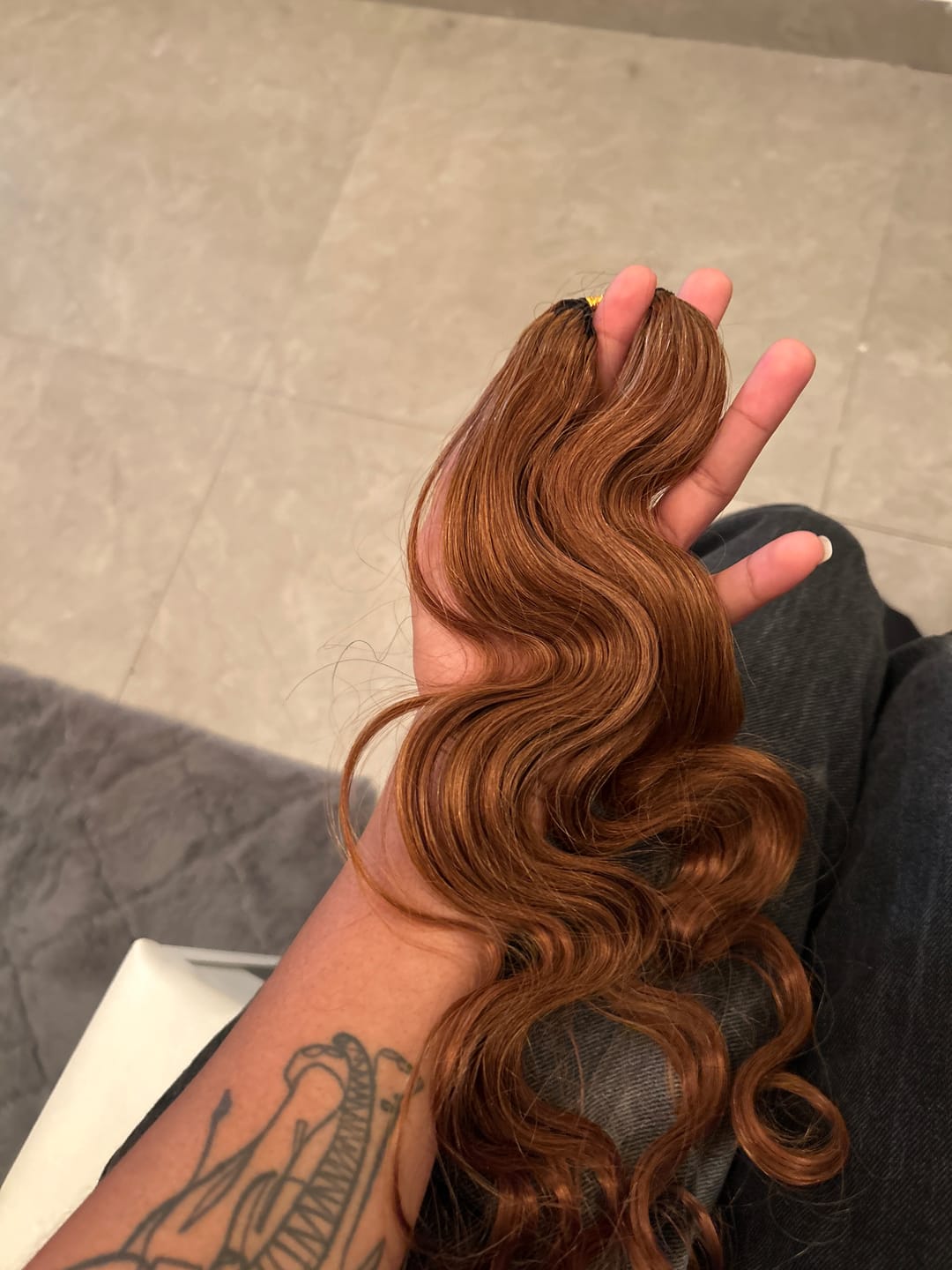 Customer photo review of #30 Light Brown Body Wave Human Crochet Hair for Braiding