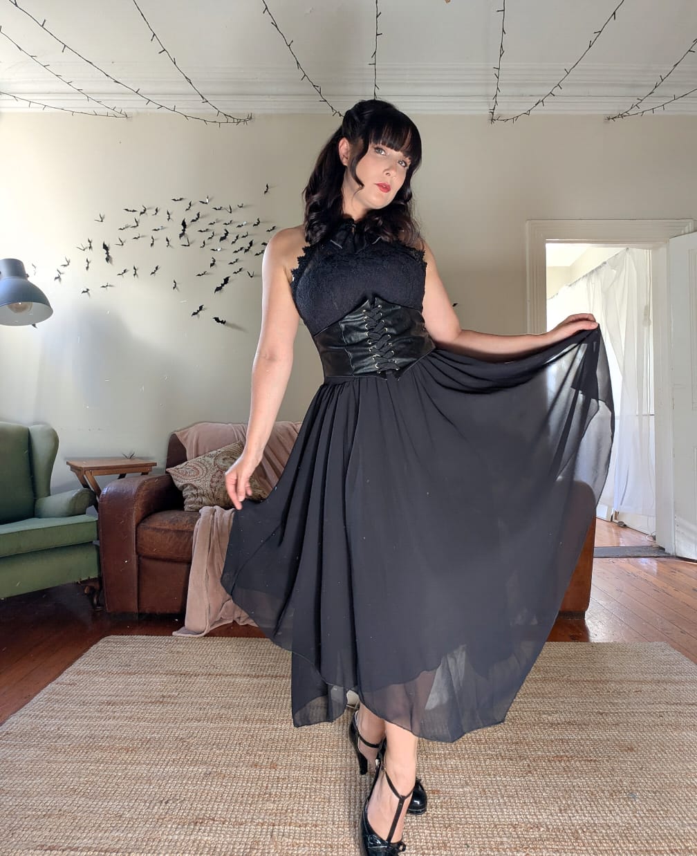 Customer photo review of Halloween Gothic Steampunk Lace Dress