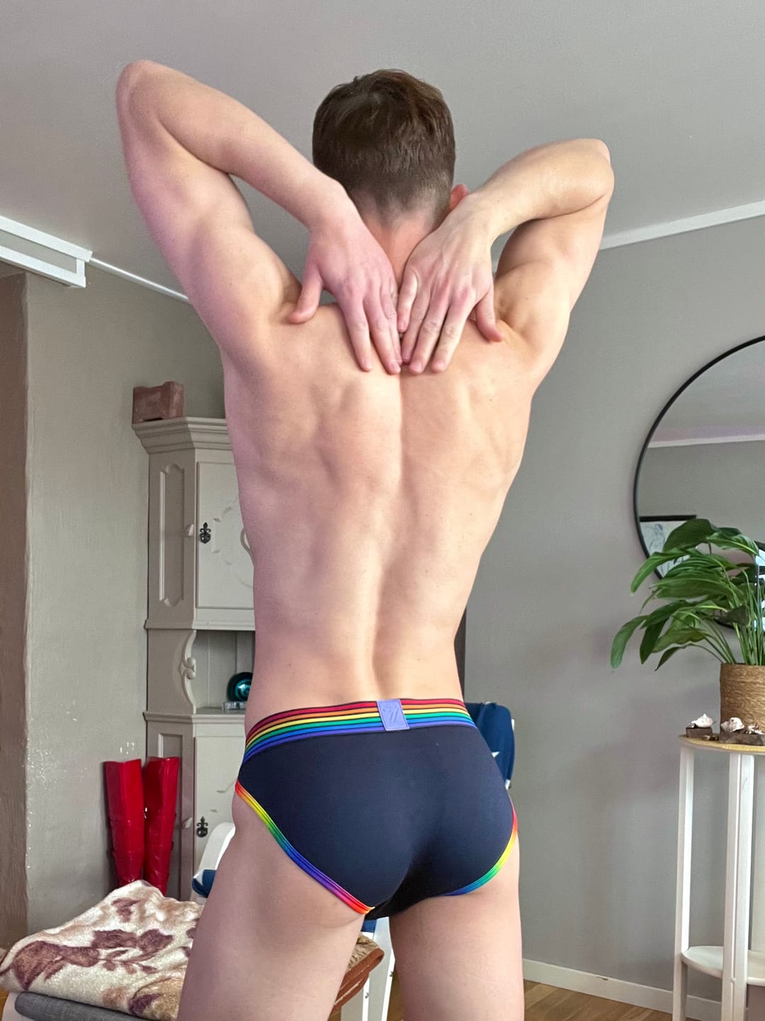 Customer photo review of Rainbow Pride Navy Briefs