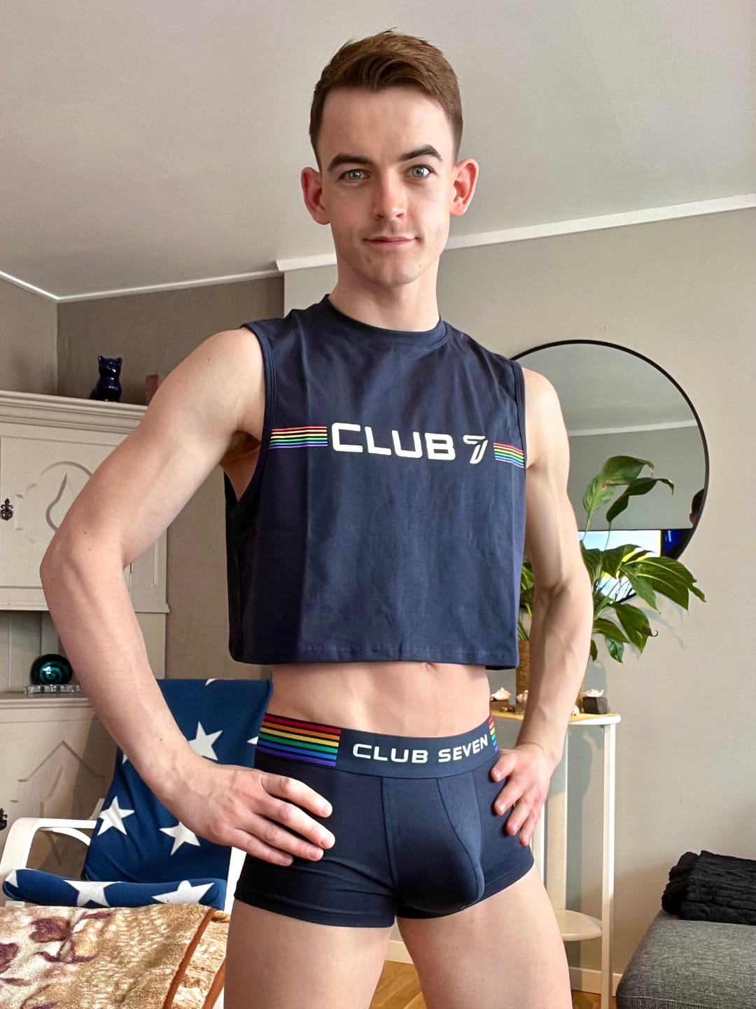 Customer photo review of Rainbow Pride Navy Crop Top