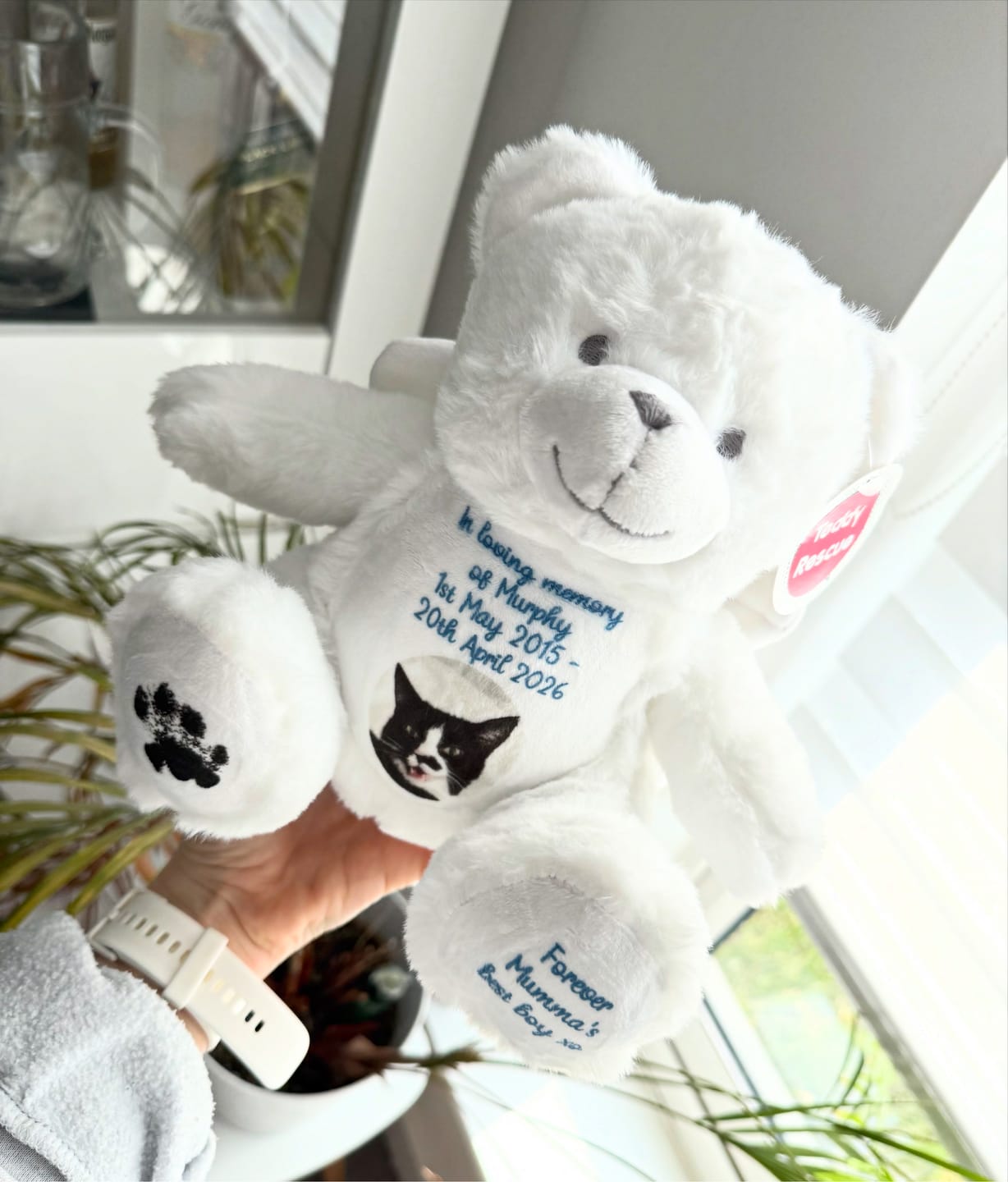 Customer photo review of Design a Personalised Angel Teddy Bear – Add Your Photo, Name or Message