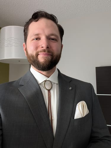 Customer photo review of The Rosada – Rose Quartz Bolo Tie with Genuine Leather
