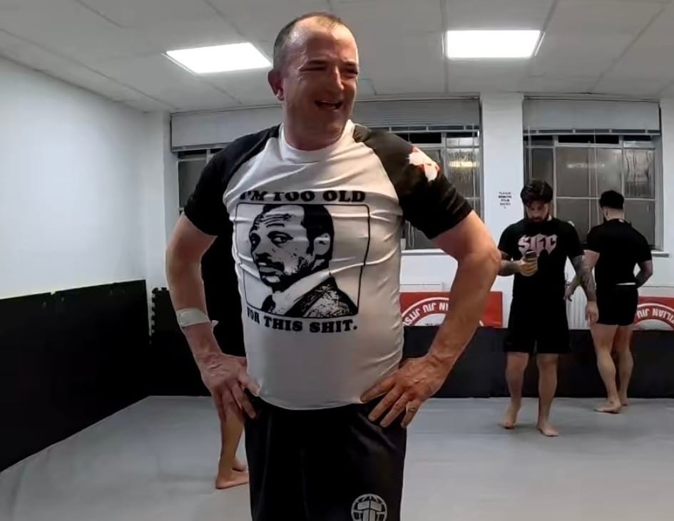 Customer photo review of Too Old BJJ Rash Guard