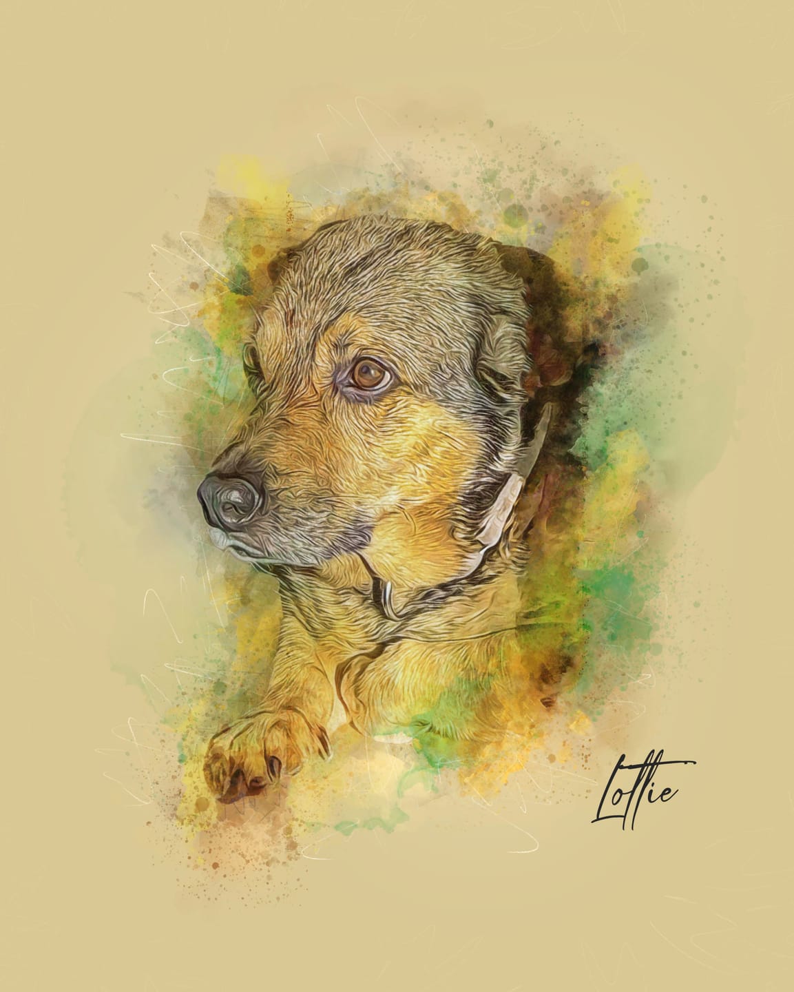Customer photo review of Watercolor Pet Portrait Wall Art