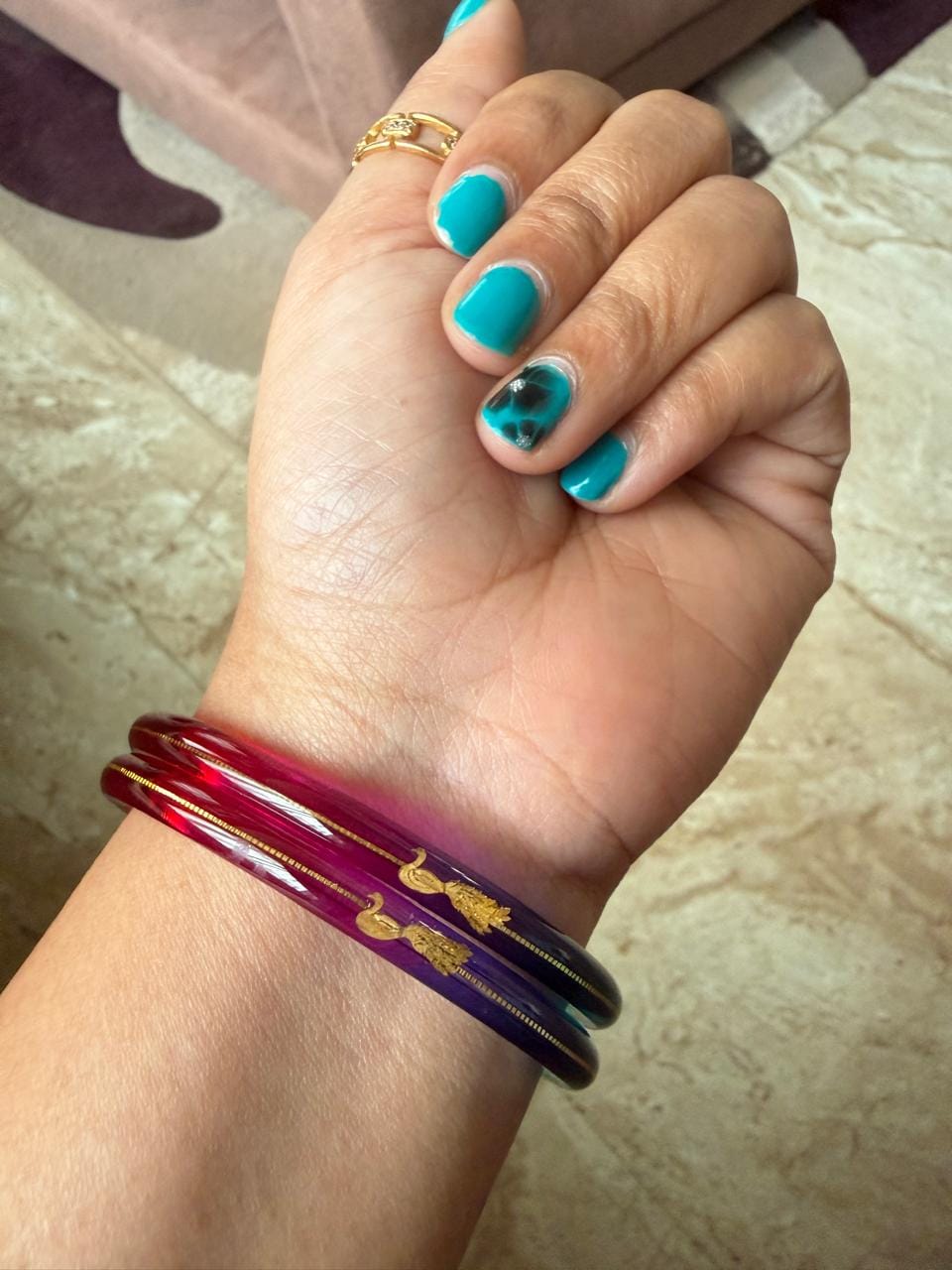 Customer photo review of "Mayur A Colorful Peacock Style!" - 916 22k Gold Bangles (Multicolour)
