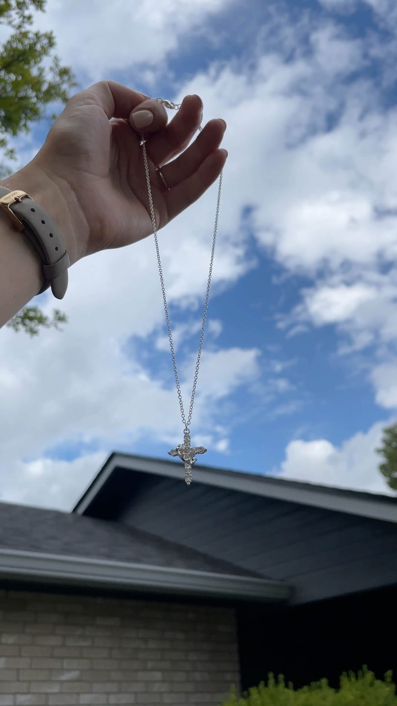 Customer photo review of Crown Cross Faith Necklace