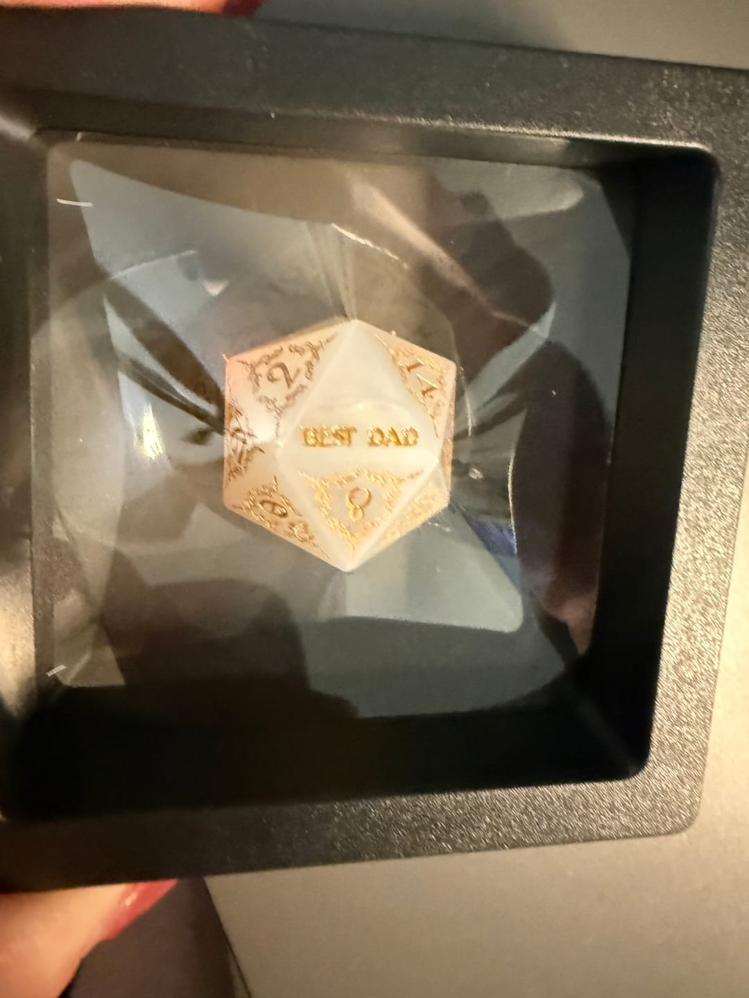Customer photo review of Custom Father's Day D20 Dice – Personalized D&D Gift