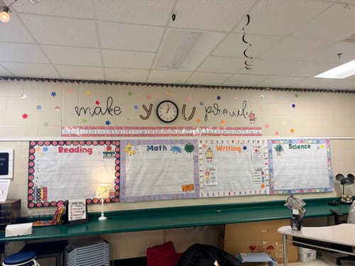 Customer photo review of Retro Schoolhouse Apples Bulletin Board Border | 90s Teacher
