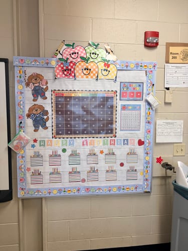 Customer photo review of Retro Calendar Bulletin Board Set | 90s Teacher