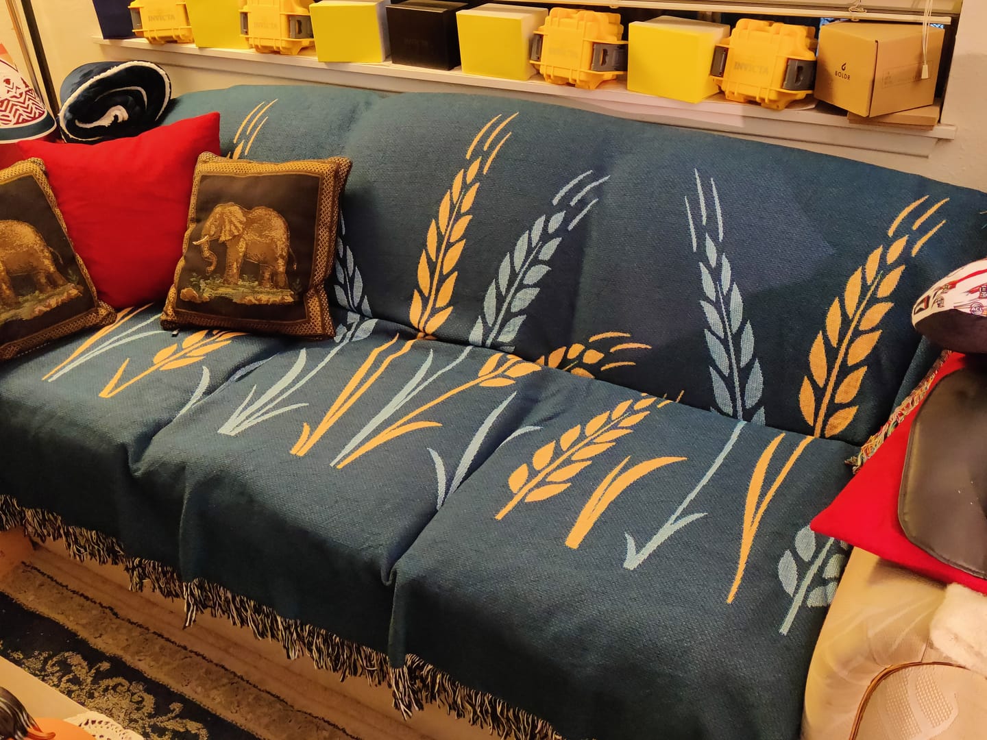 Customer photo review of Dark Blue Woven Blanket-Golden Harvest