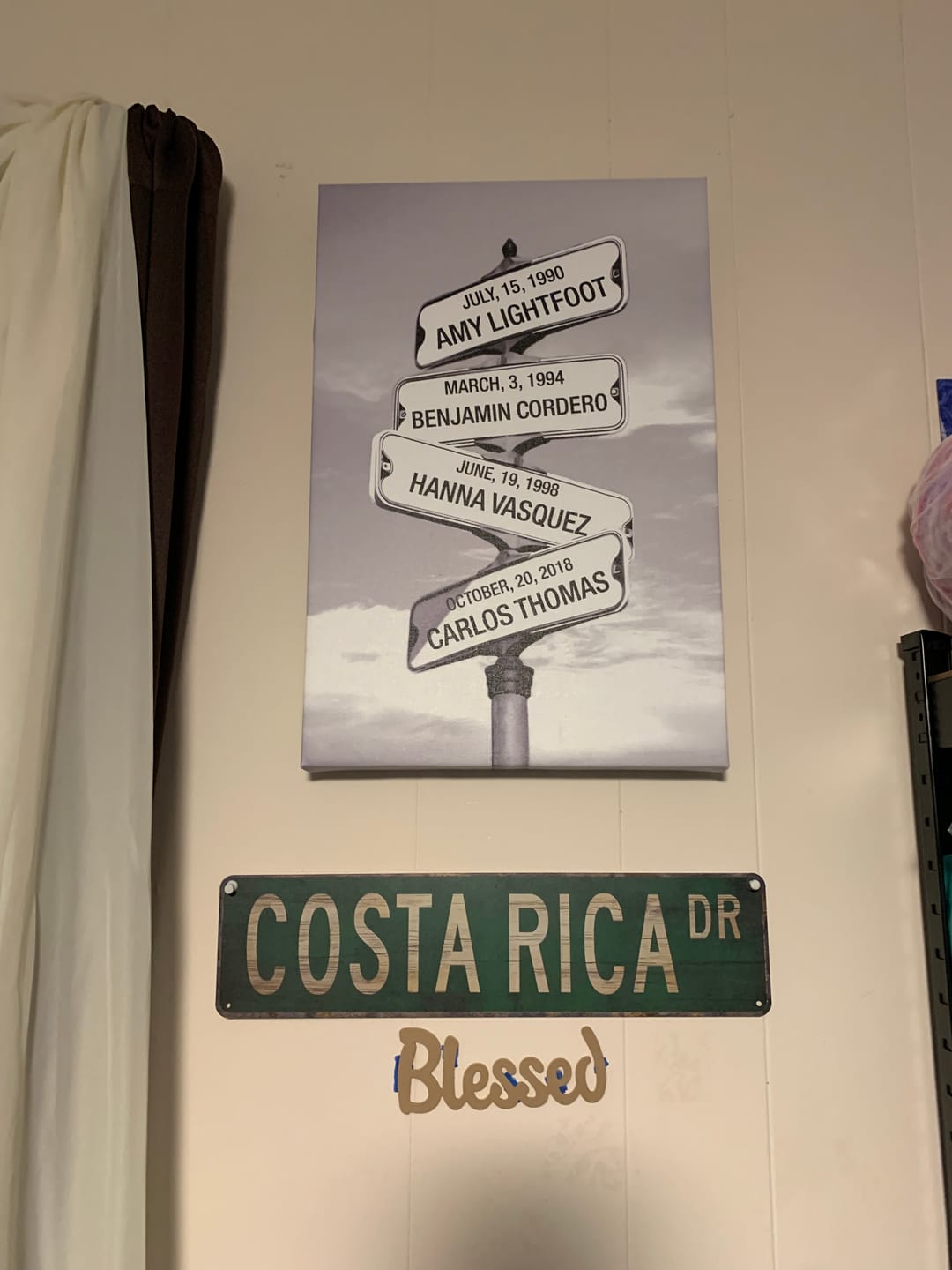 Customer photo review of My Street Sign Custom Children Names Personalized Canvas Print