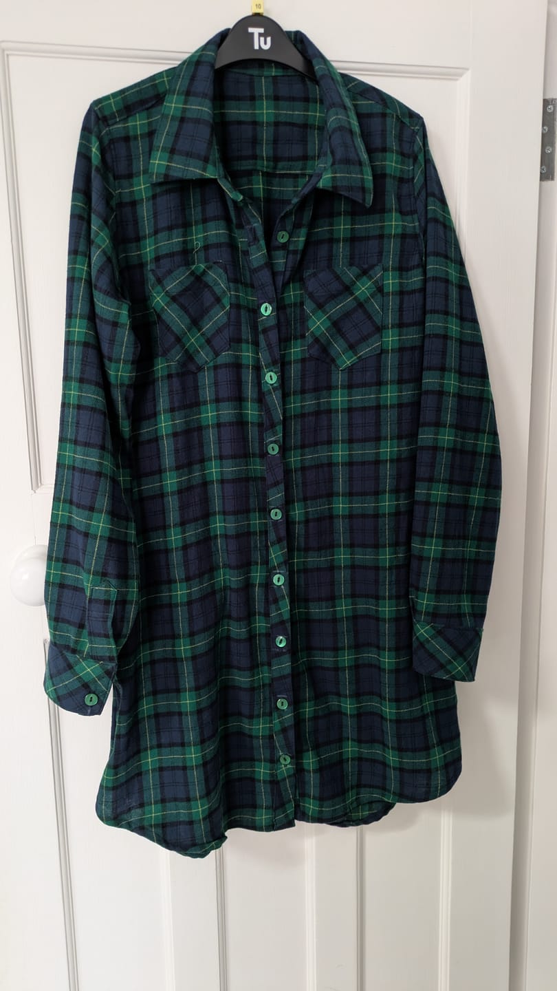 Customer photo review of Navy and Green Tartan Brushed Cotton Fabric
