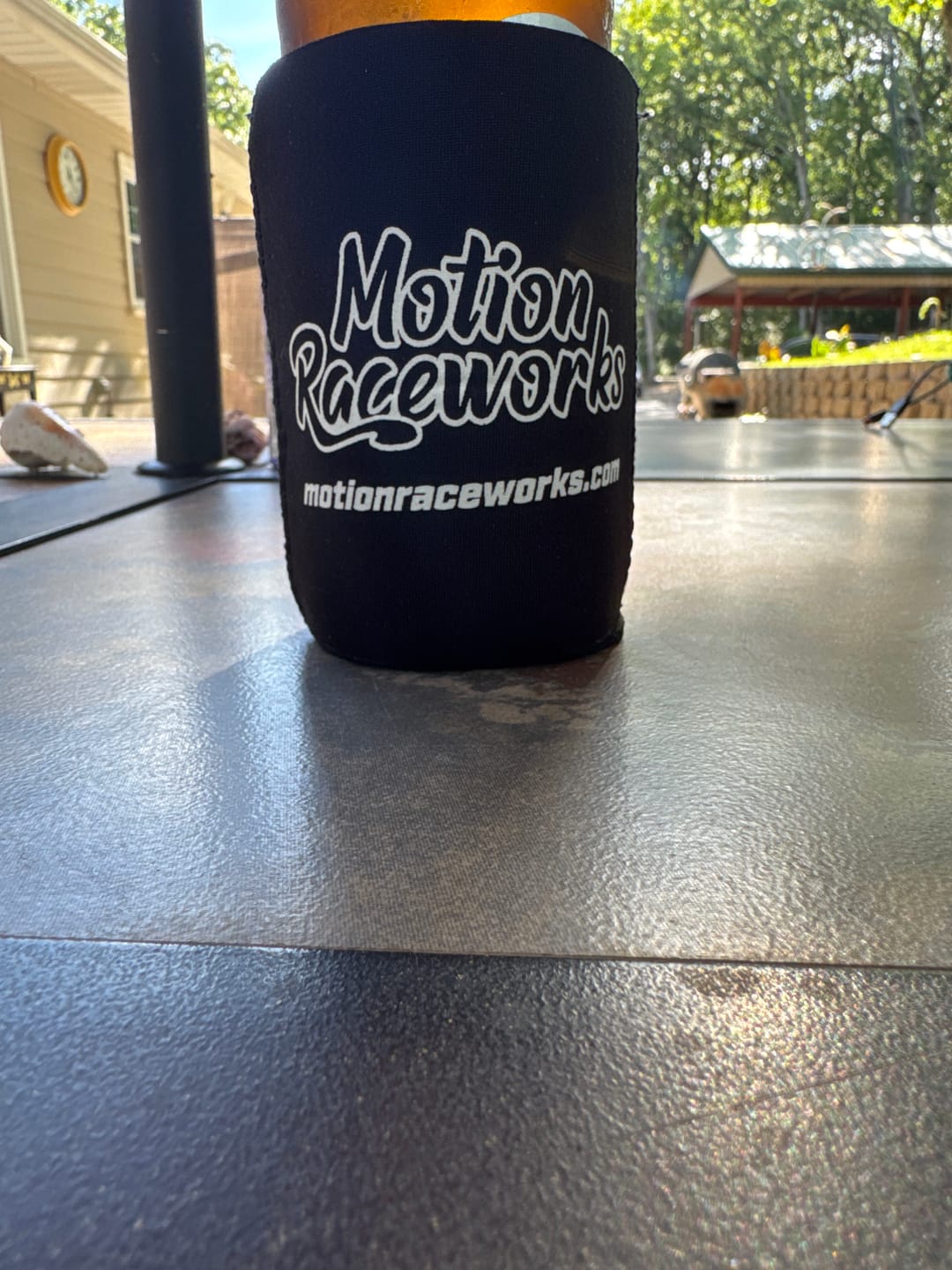 Customer photo review of Black Motion Logo Retro Koozie