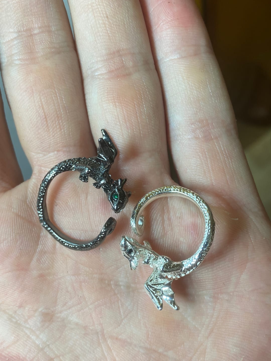 Customer photo review of Adjustable Toothless & Light Fury Ring