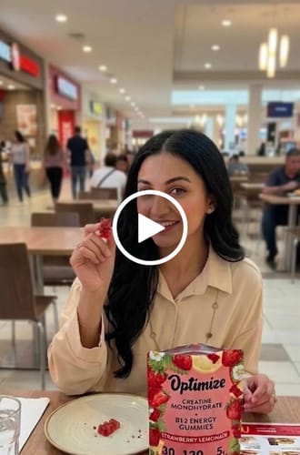 Customer video review of Strawberry Lemonade Optimize Creatine Monohydrate Gummies + B12 Energy Vegan Blend 120 Count